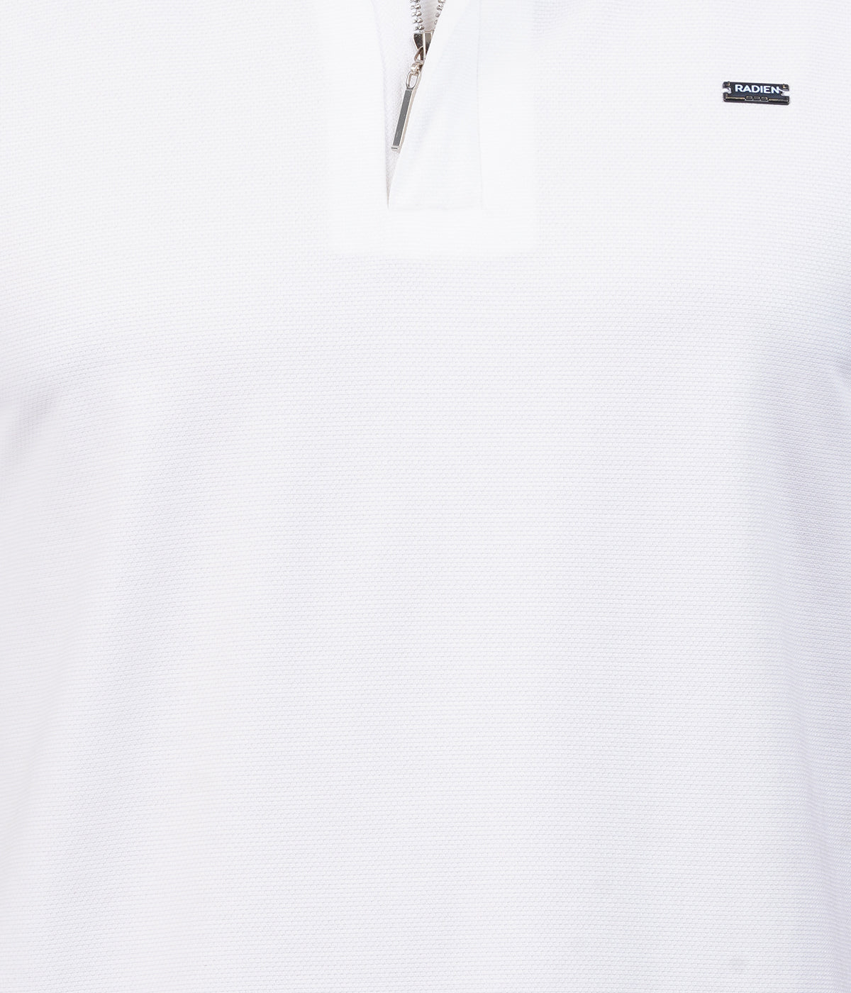 White Knit Zipper Polo