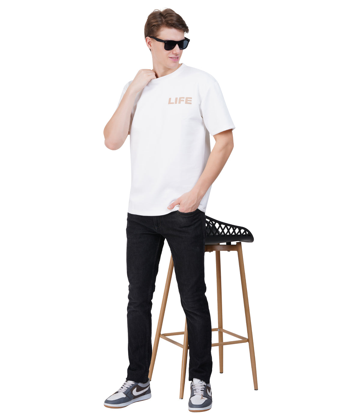 Less Scrolling More Real Life White Oversized T-Shirt