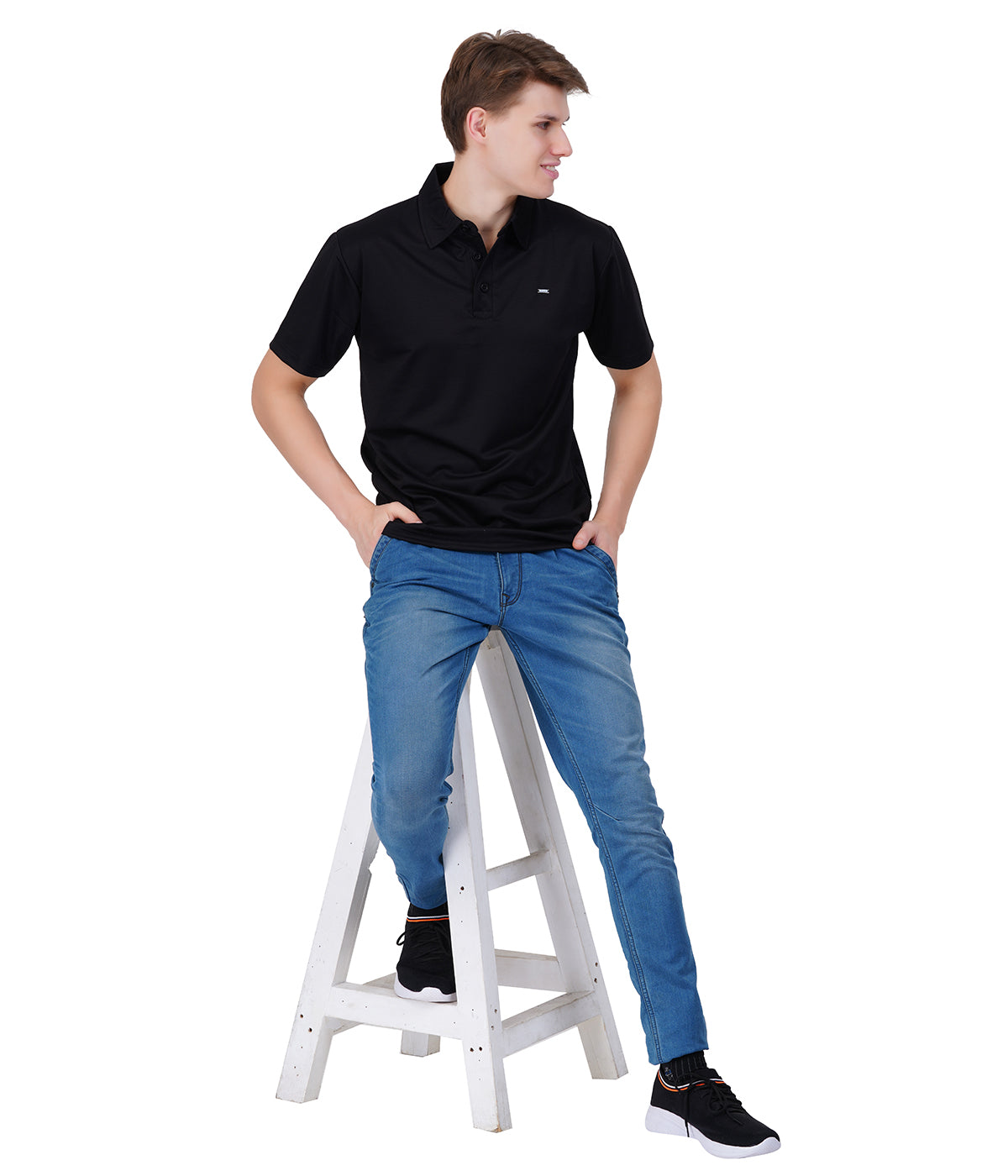 Black  Vintage  Collar Knit Polo