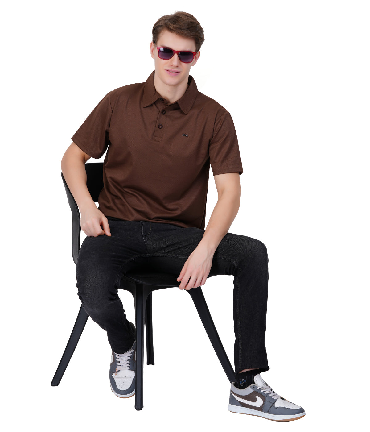 Brown  Vintage  Collar Knit Polo