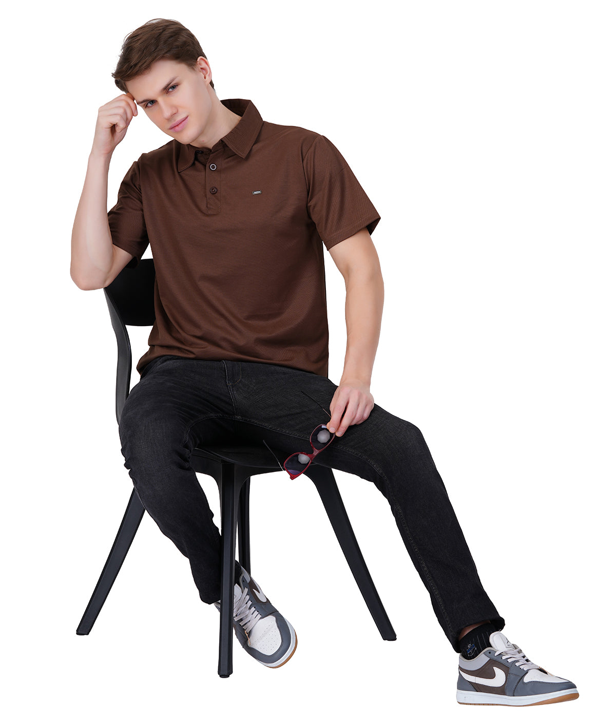 Brown  Vintage  Collar Knit Polo