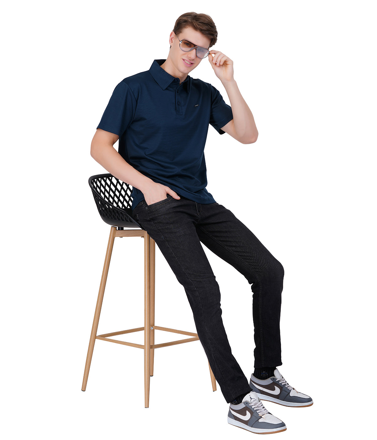 Blue Vintage  Collar Knit Polo