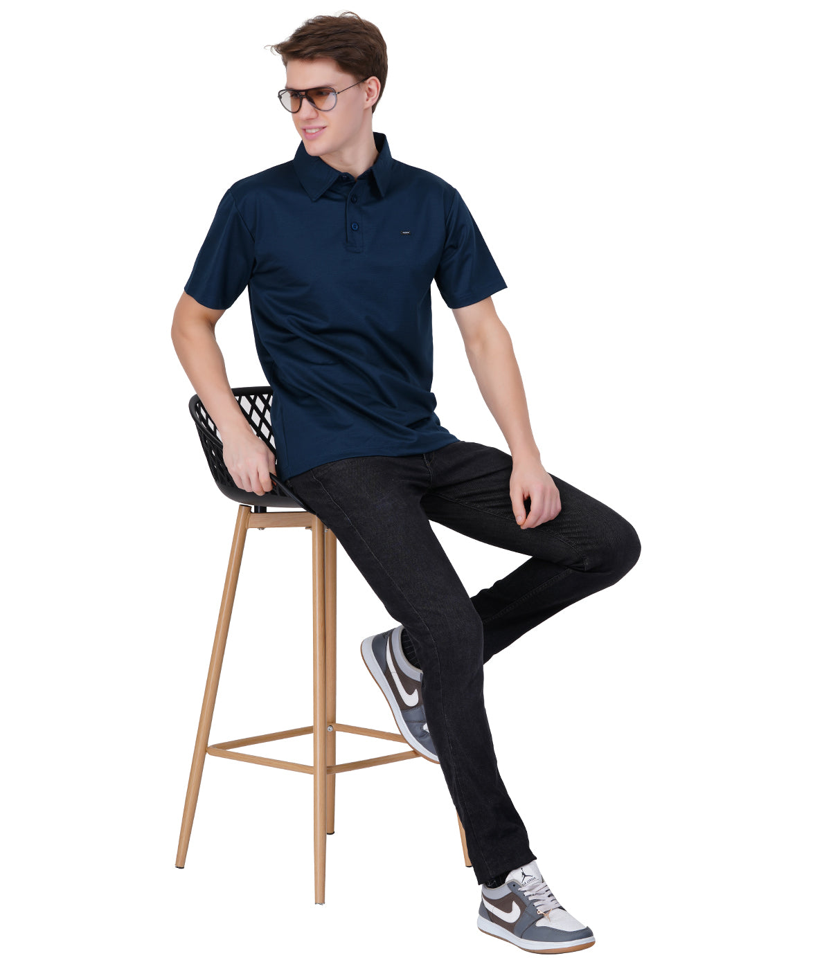 Blue Vintage  Collar Knit Polo