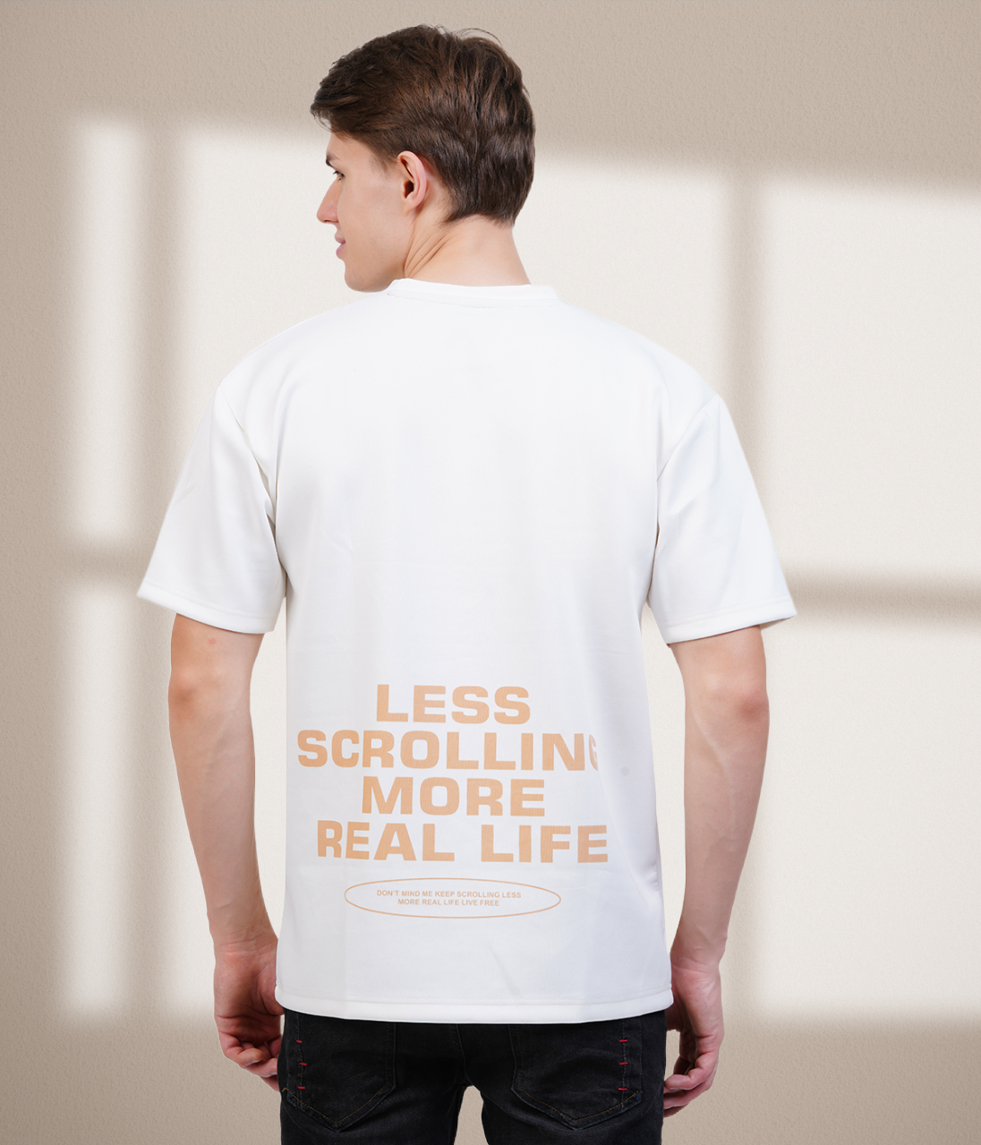 Less Scrolling More Real Life White Oversized T-Shirt