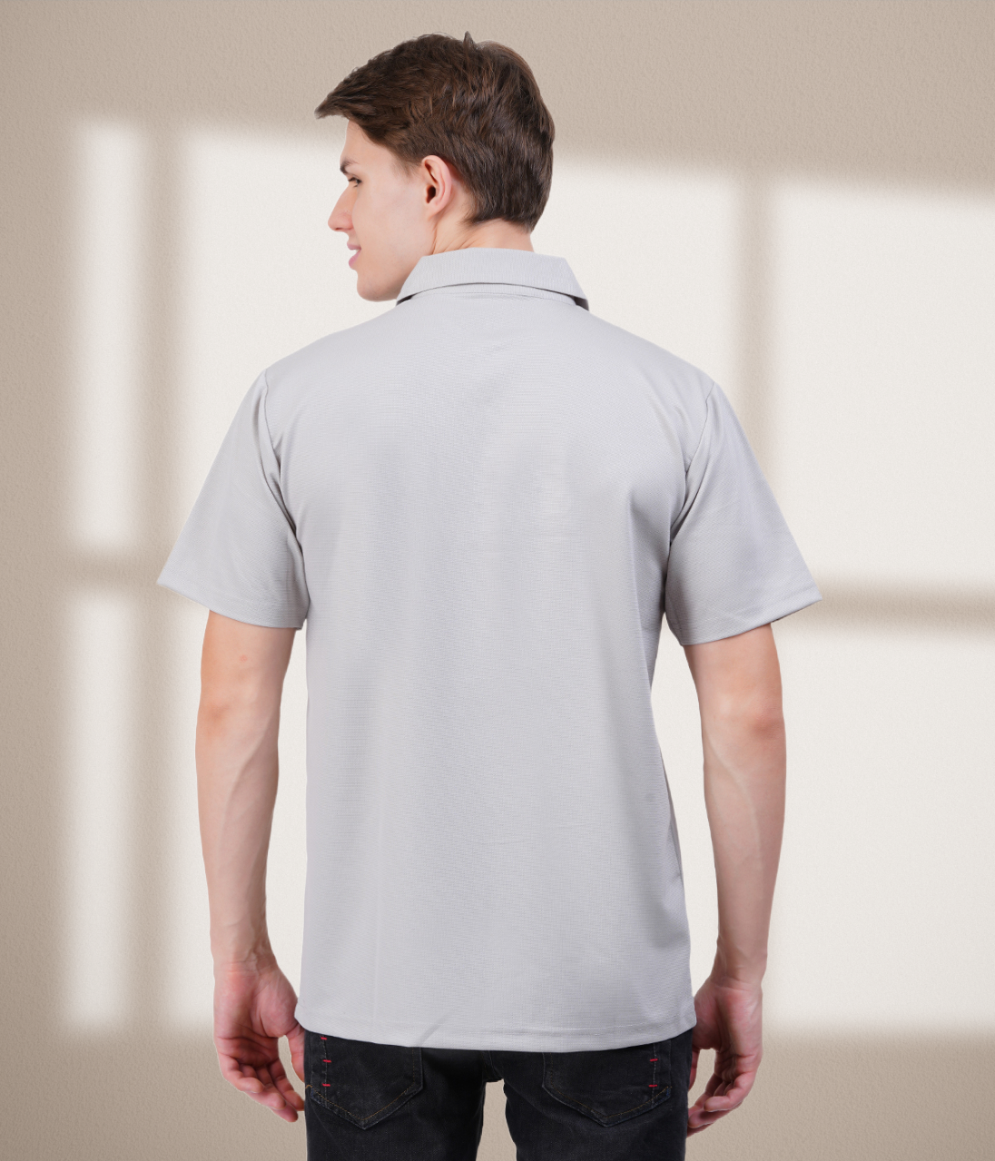 Grey  Vintage  Collar Knit Polo