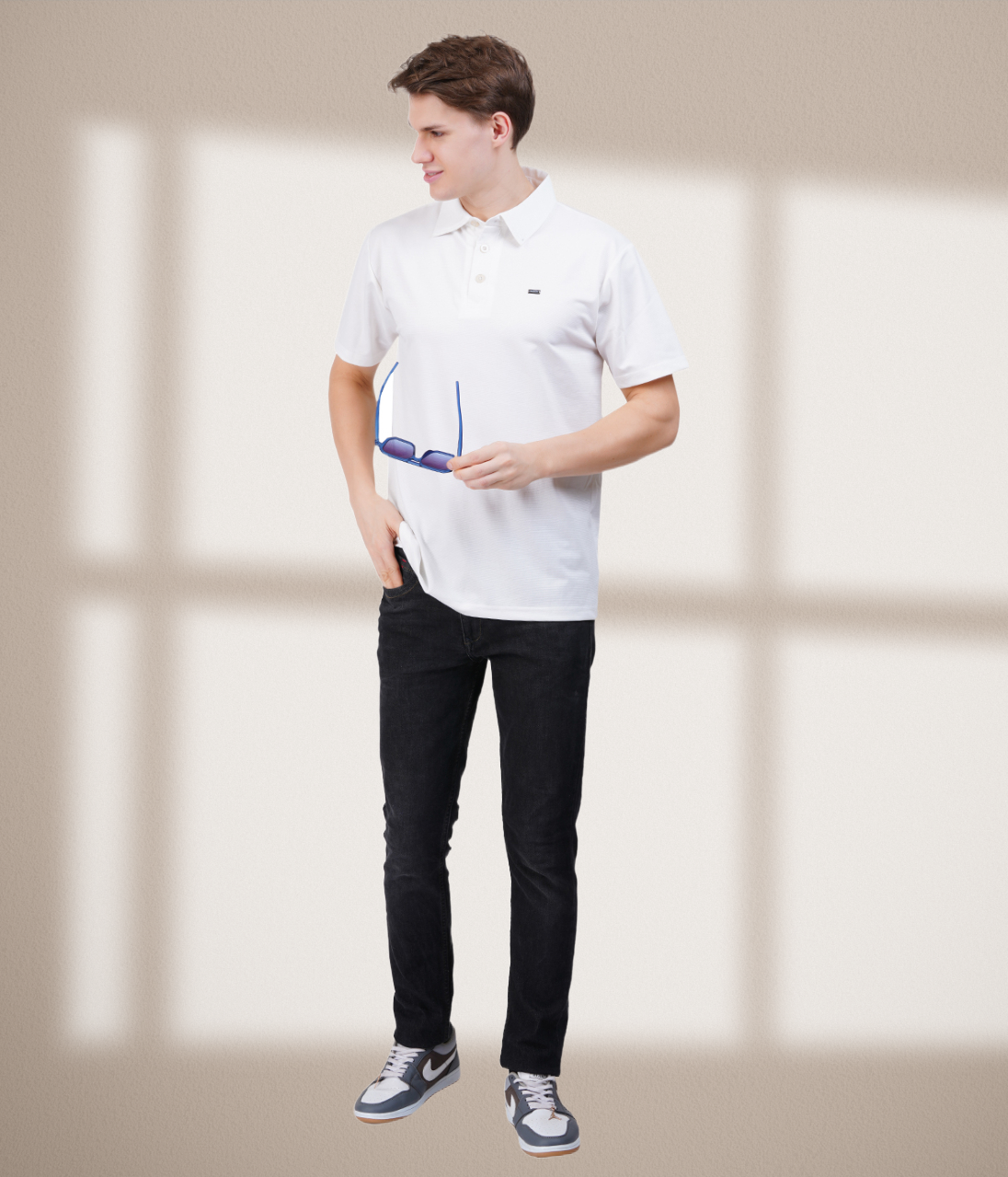White Vintage  Collar Knit Polo