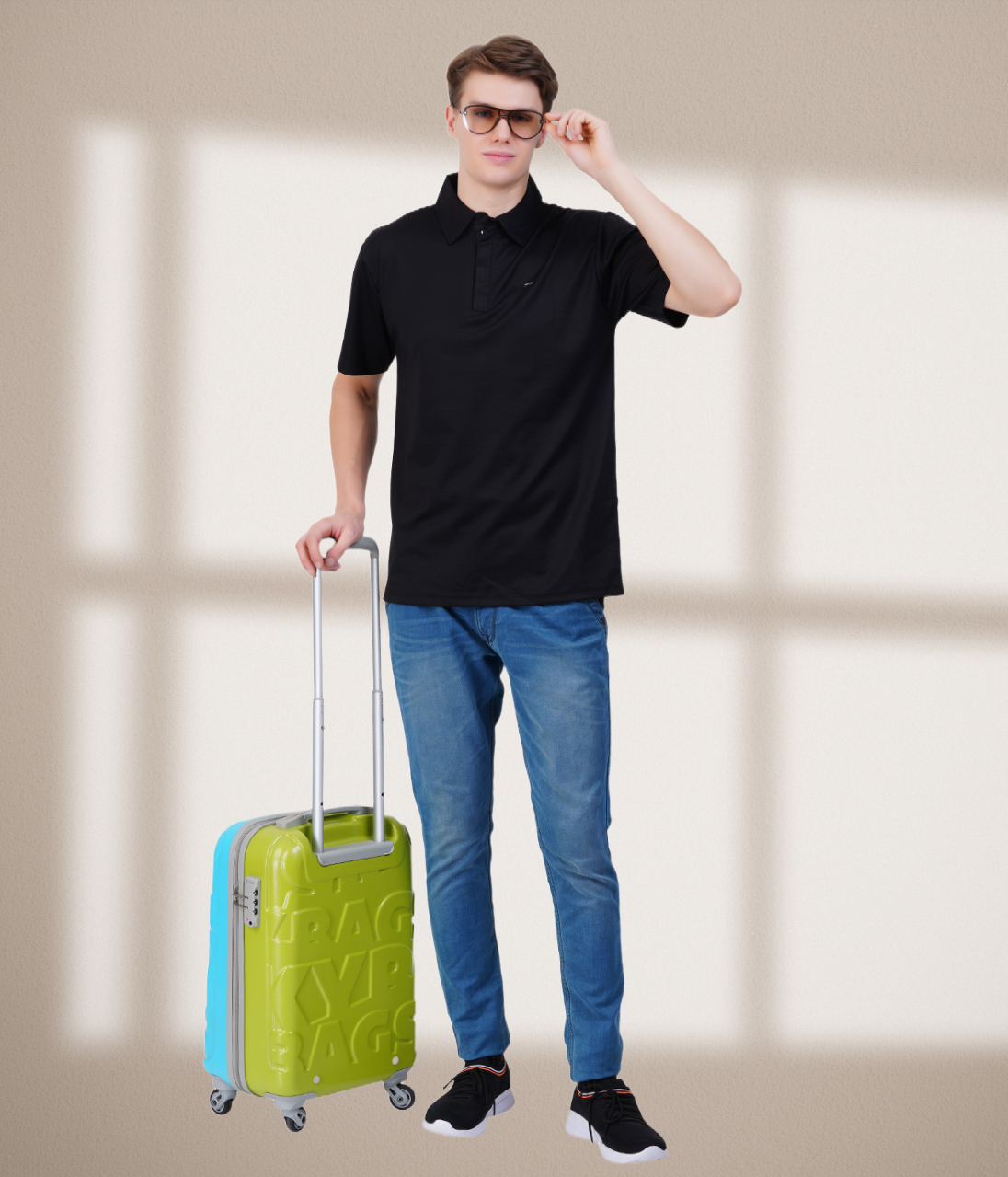 Black Knit Zipper Polo