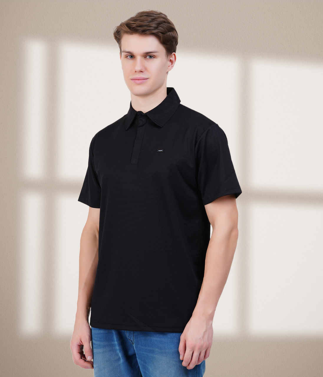 Black Knit Zipper Polo