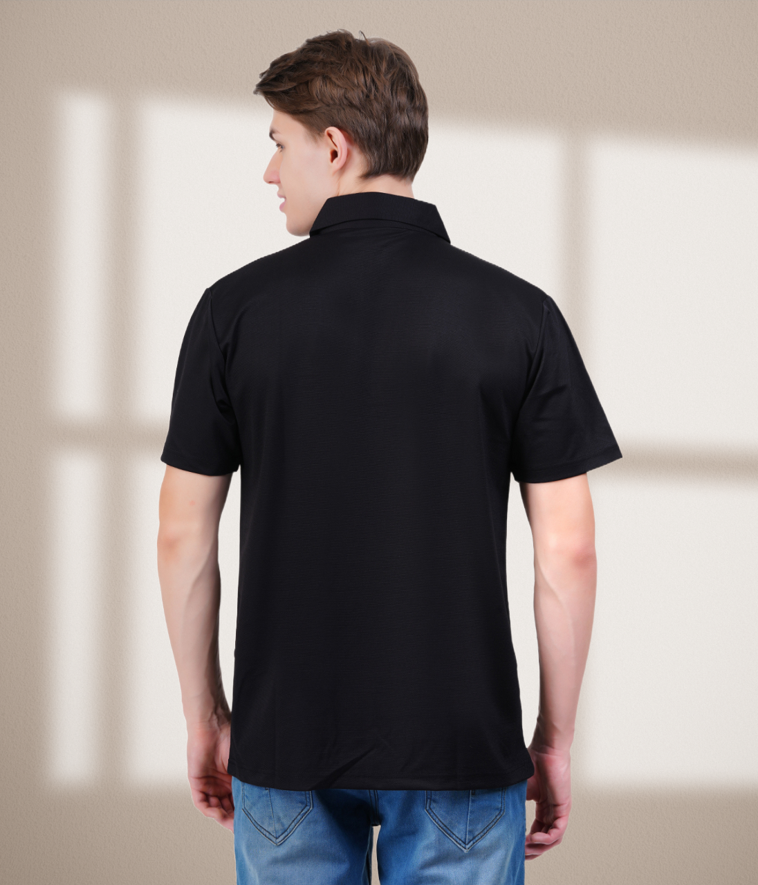 Black Knit Zipper Polo