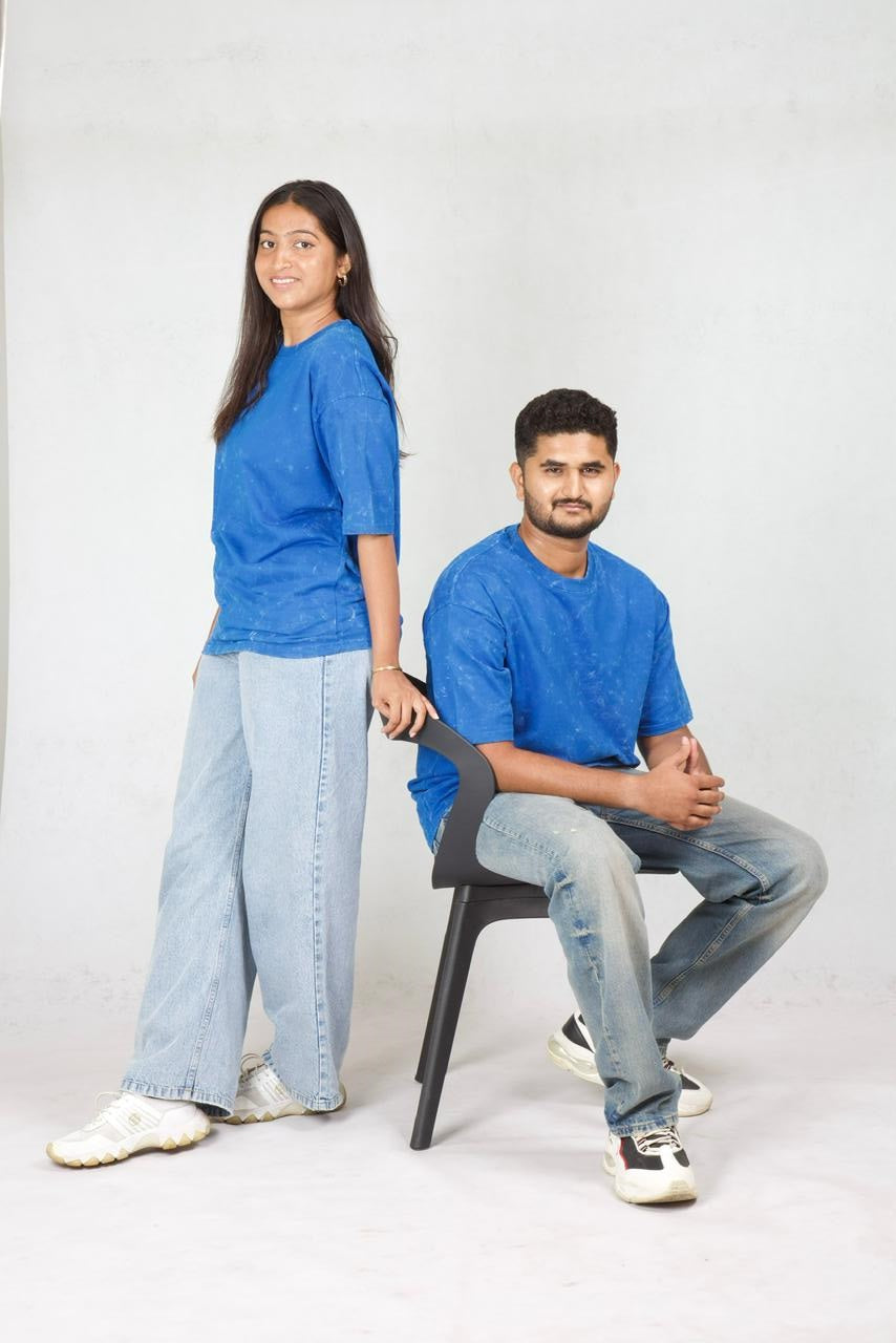 Royal Blue Acid-wash T-shirt