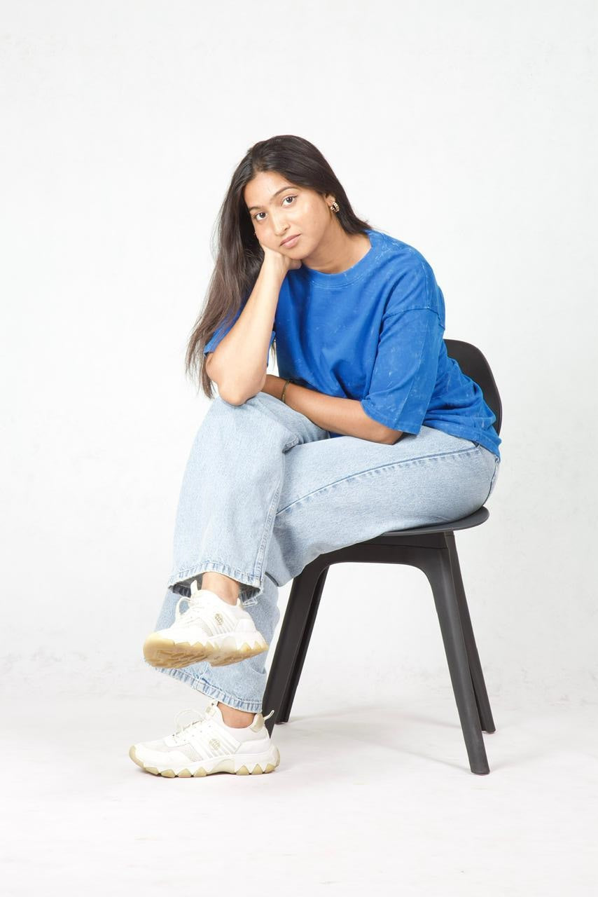 Royal Blue Acid-wash T-shirt