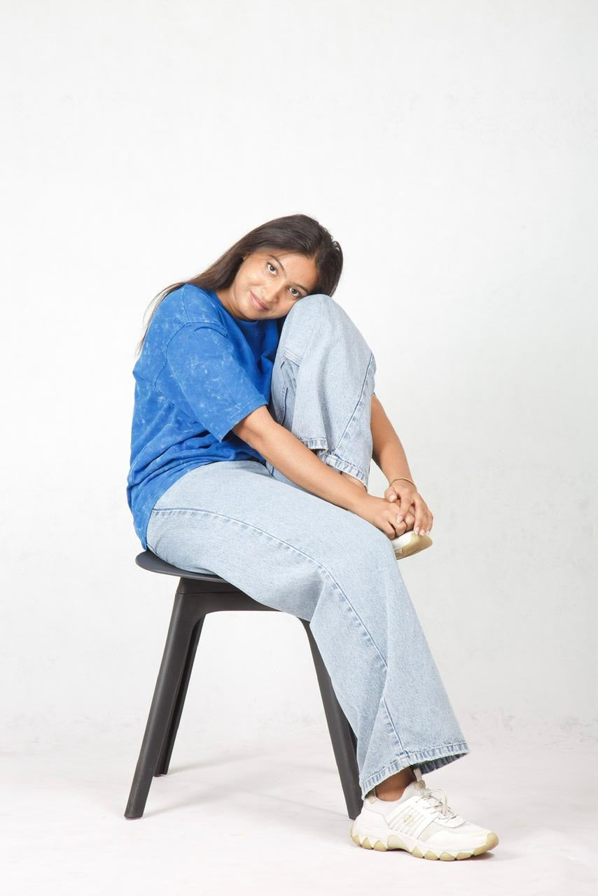 Royal Blue Acid-wash T-shirt